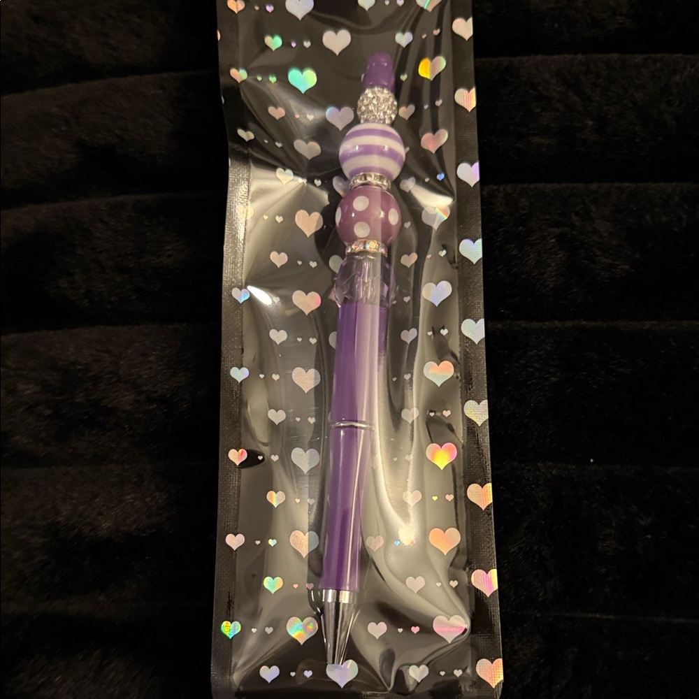 Elegant Purple Beaded Party Pen